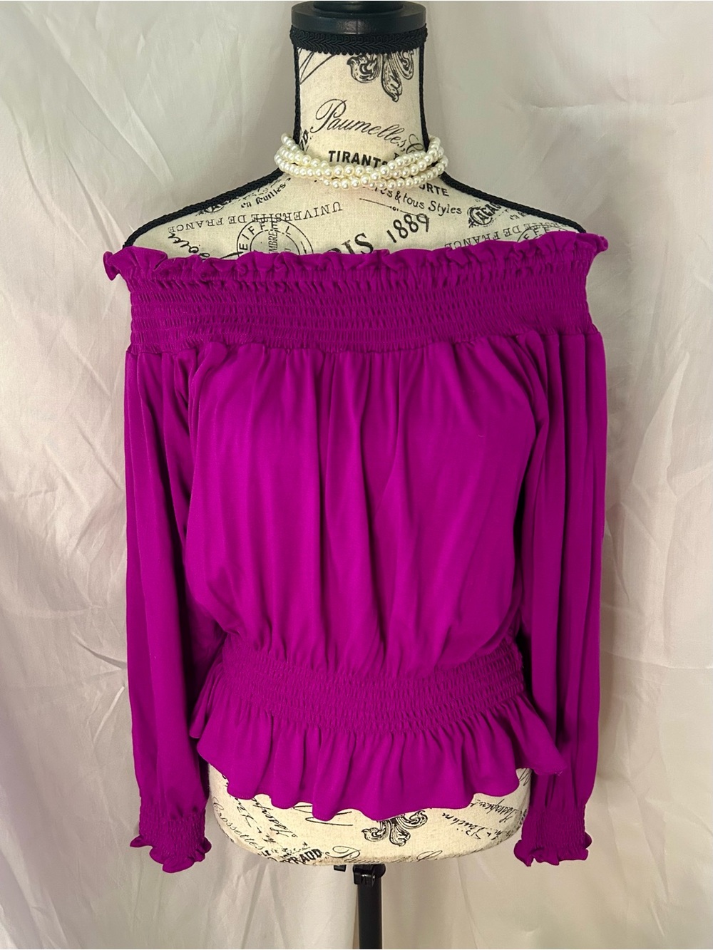 Ralph Lauren Magenta Off-Shoulder Long-Sleeve Tunic